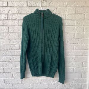 Izod Men's Cable-Knit Pullover Sweater Forest Green Size S Casual Fall